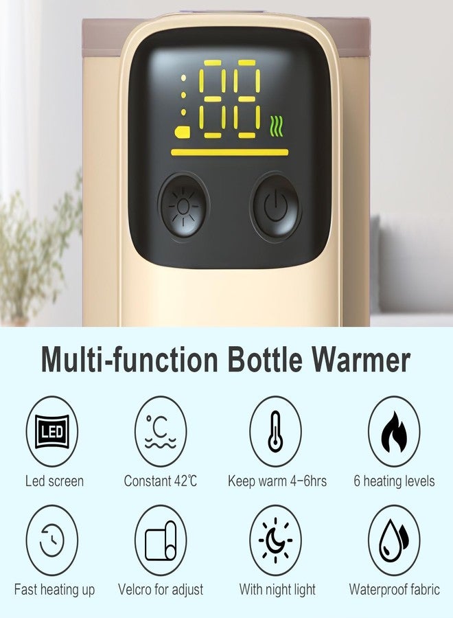 SEPSUMMER Portable Bottle Warmer for Travel - Baby Bottle Warmers with LED Display and Flashlight, Bottle Warmers with 6-Temp Control, Bottle Warmer On The Go, Fast Night Feeding Milk Warmers for Newborn - Image 2